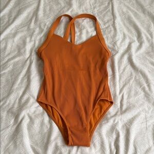 Roxy burnt orange ribbed one piece swimsuit XS